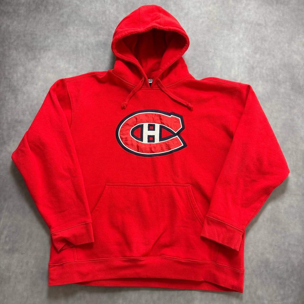 NHL Montreal Canadiens Hoodie Mens XL Red Vintage Y2K Embroidered Logo